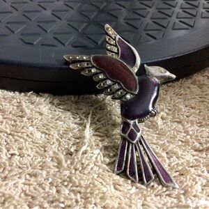 Purple Enamel Bird Brooch Pin - Decorative Women's Accessory